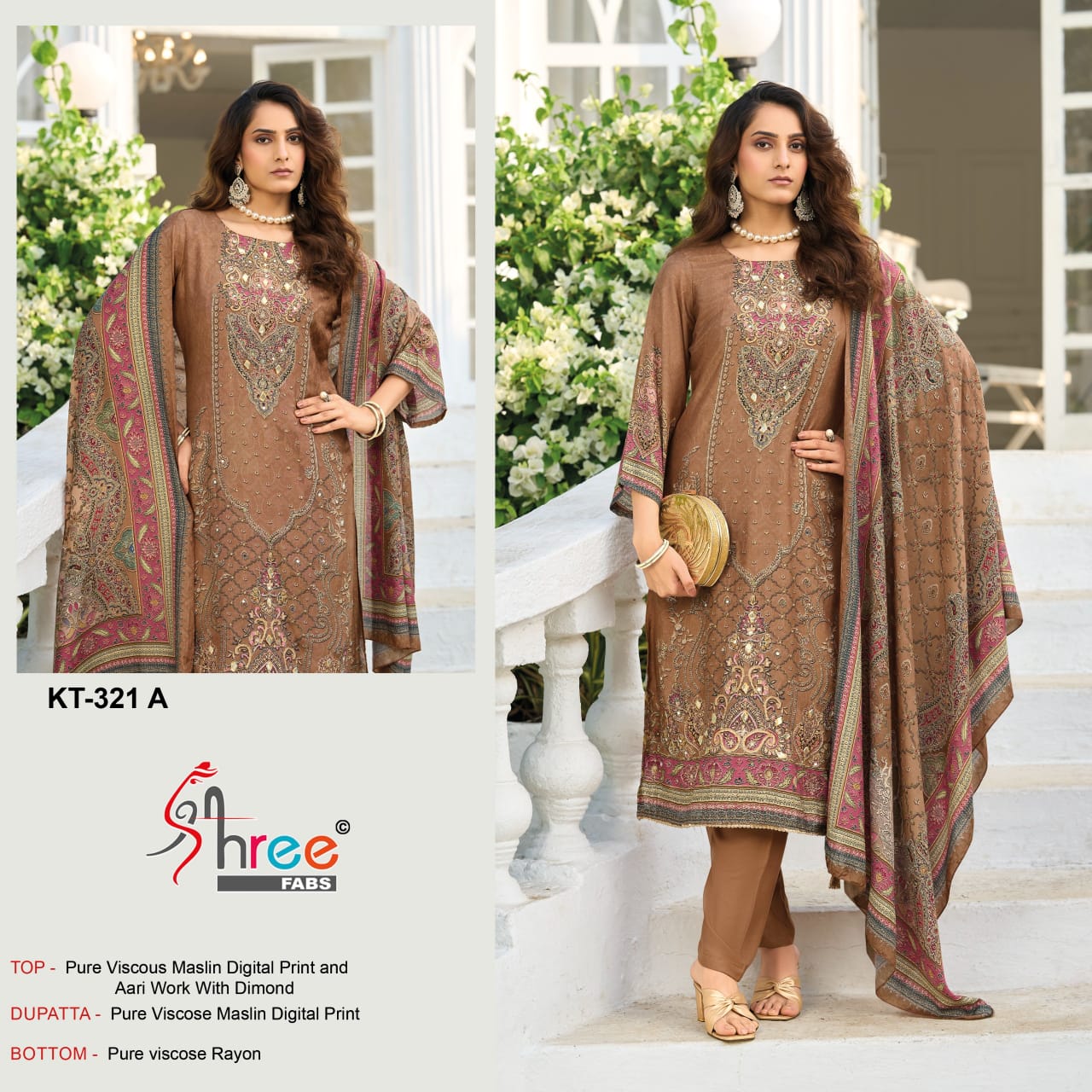 Kt 321 Shree Fabs Viscose Muslin Karachi Salwar Suits Exporter Gujarat