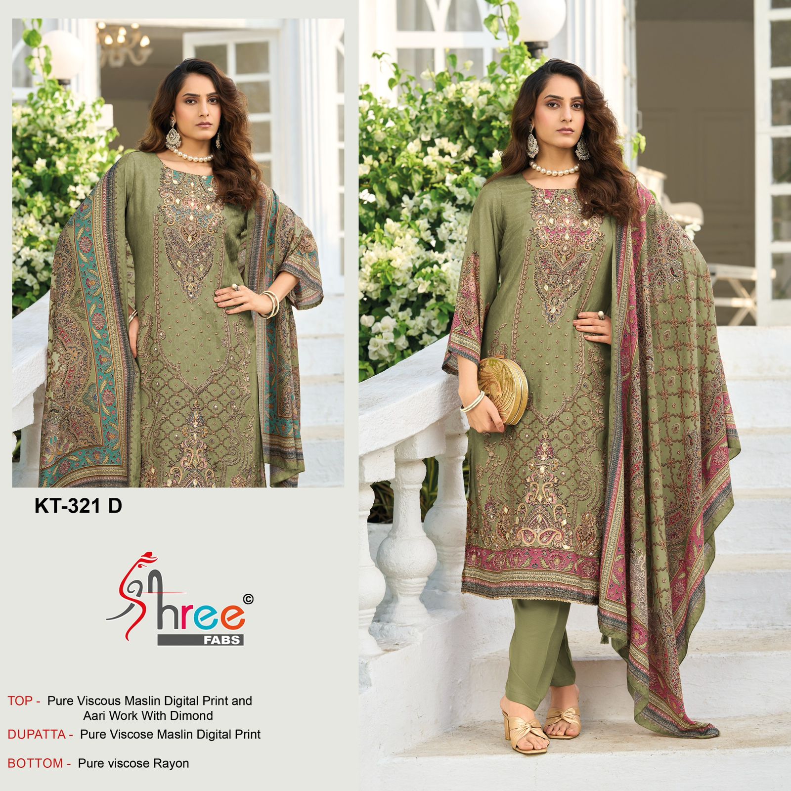 Kt 321 Shree Fabs Viscose Muslin Karachi Salwar Suits Exporter Gujarat