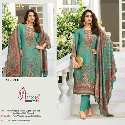 Kt 321 Shree Fabs Viscose Muslin Karachi Salwar Suits Exporter Gujarat