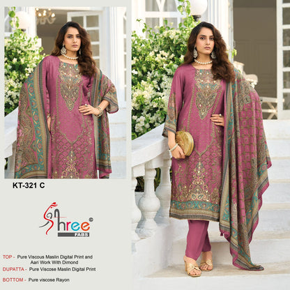 Kt 321 Shree Fabs Viscose Muslin Karachi Salwar Suits Exporter Gujarat