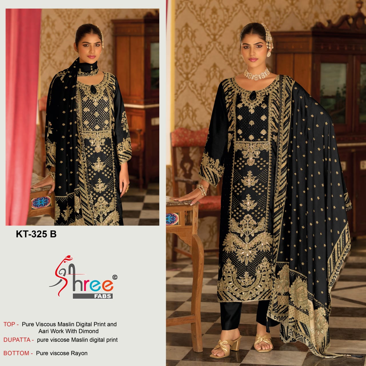 Kt 325 Shree Fabs Viscose Muslin Karachi Salwar Suits Wholesaler Ahmedabad