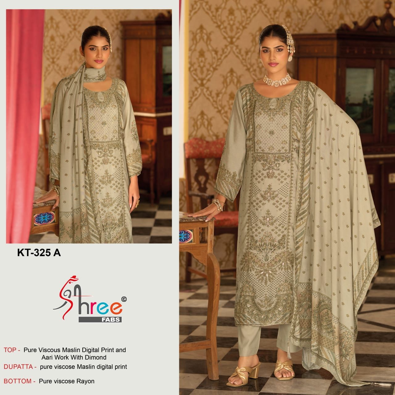 Kt 325 Shree Fabs Viscose Muslin Karachi Salwar Suits Wholesaler Ahmedabad