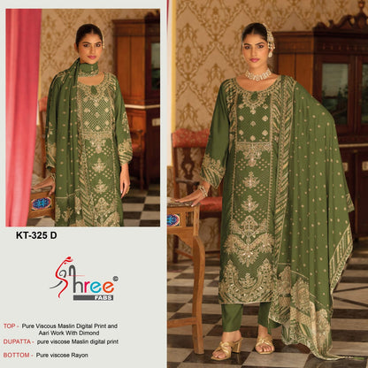 Kt 325 Shree Fabs Viscose Muslin Karachi Salwar Suits Wholesaler Ahmedabad