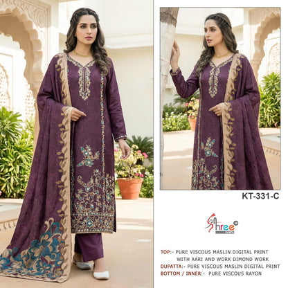 Kt 331 Shree Fabs Viscose Muslin Karachi Salwar Suits Wholesale Price