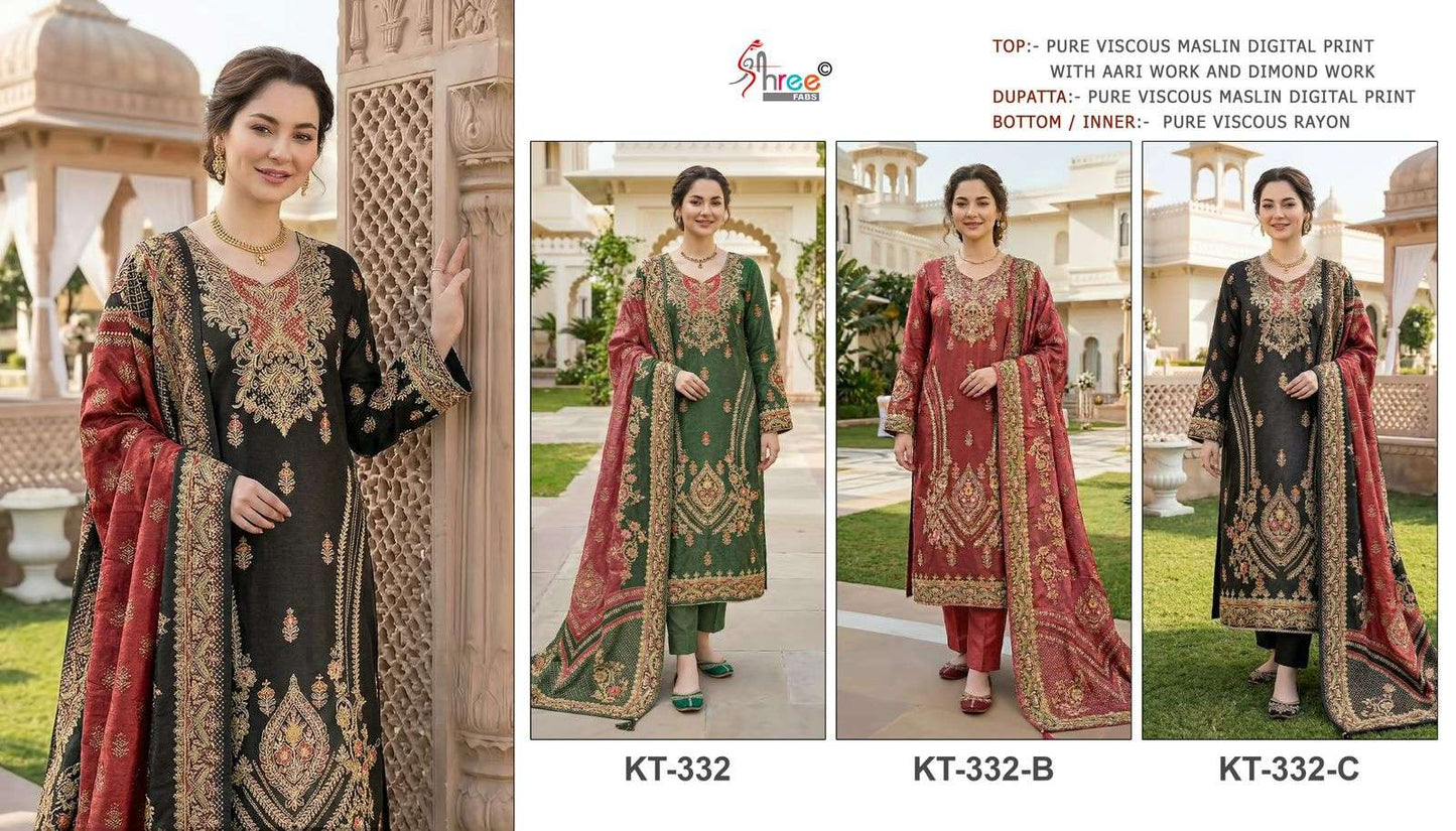 Kt 332 Shree Fabs Viscose Muslin Pakistani Salwar Suits Manufacturer