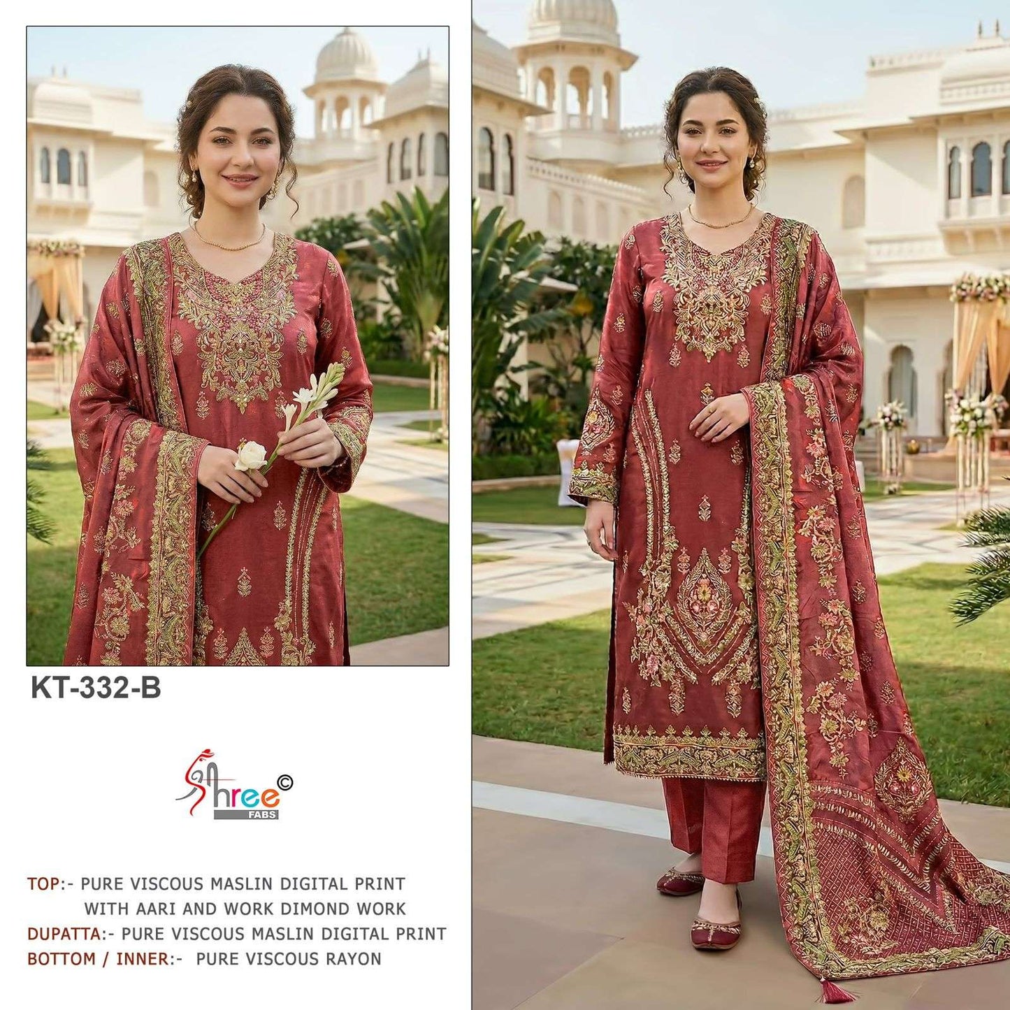 Kt 332 Shree Fabs Viscose Muslin Pakistani Salwar Suits Manufacturer