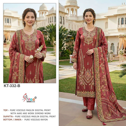 Kt 332 Shree Fabs Viscose Muslin Pakistani Salwar Suits Manufacturer