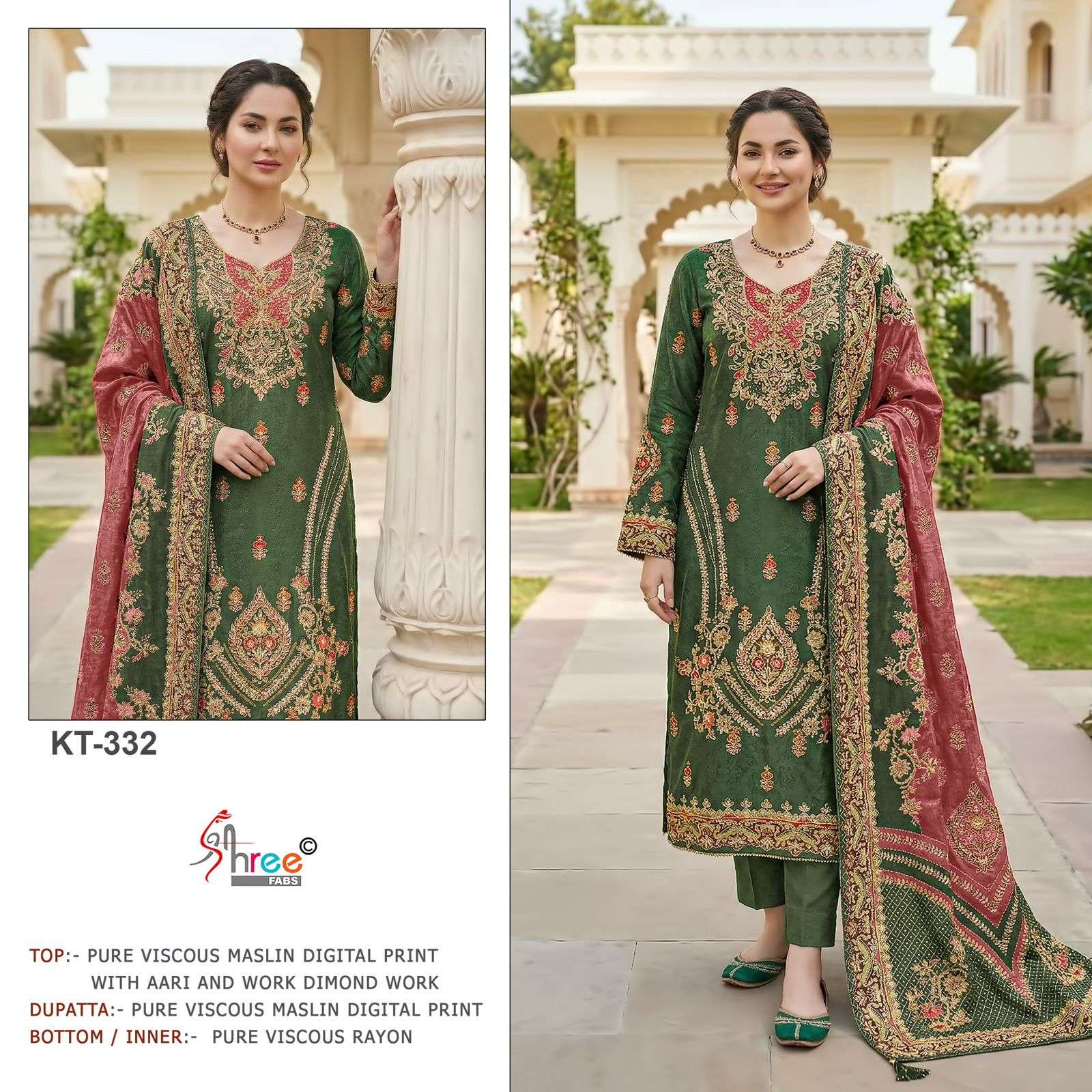 Kt 332 Shree Fabs Viscose Muslin Pakistani Salwar Suits Manufacturer