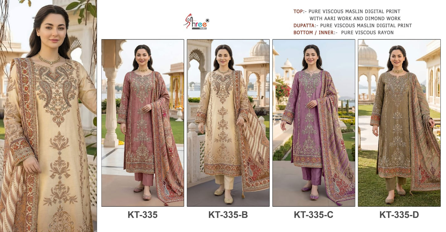 Kt 335 Shree Fabs Viscose Muslin Pakistani Salwar Suits Exporter Gujarat
