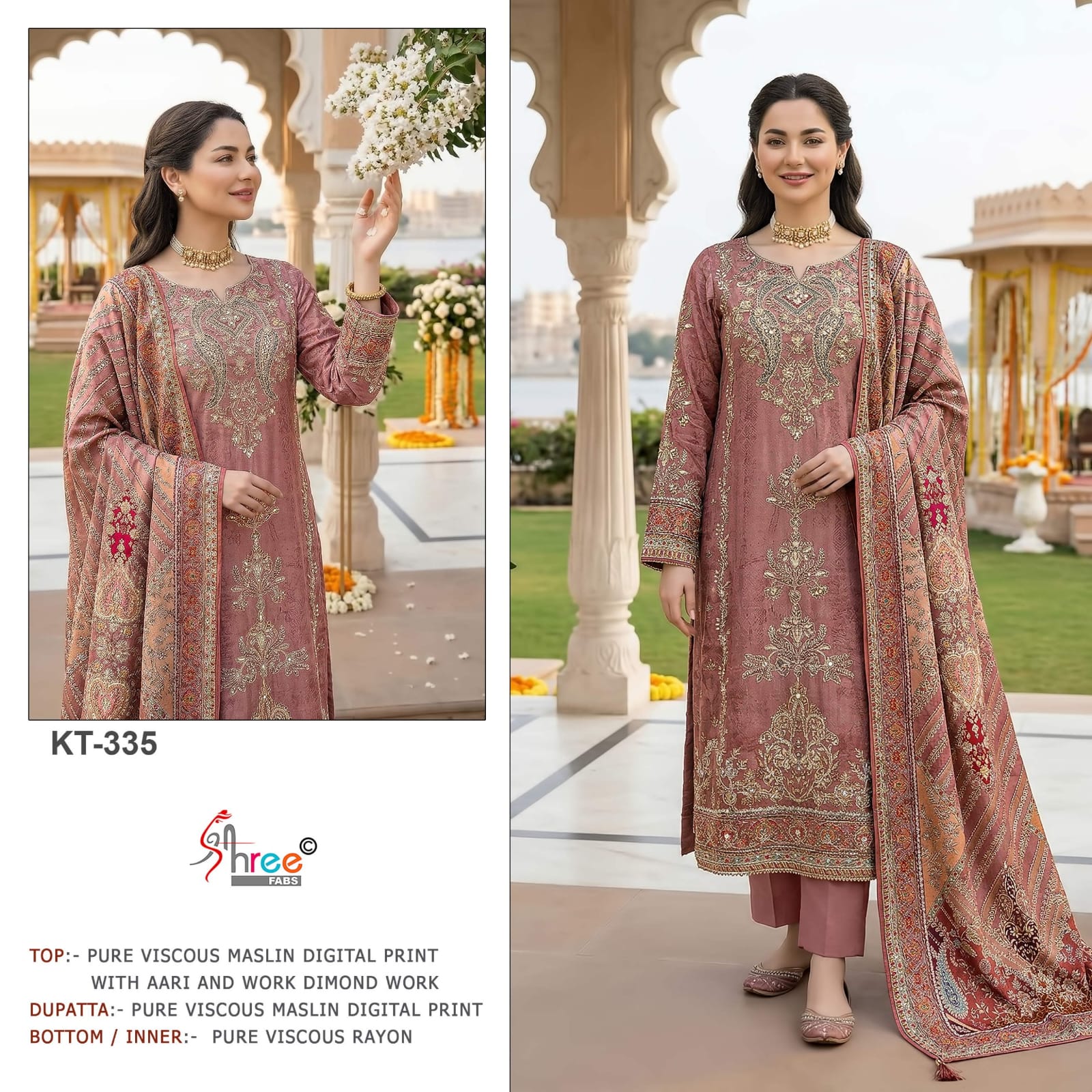Kt 335 Shree Fabs Viscose Muslin Pakistani Salwar Suits Exporter Gujarat