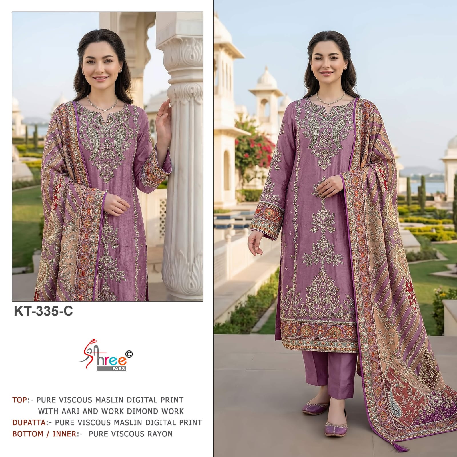 Kt 335 Shree Fabs Viscose Muslin Pakistani Salwar Suits Exporter Gujarat