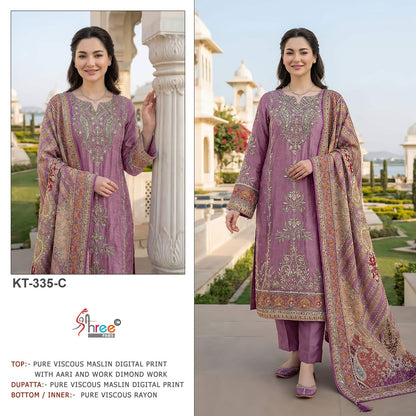 Kt 335 Shree Fabs Viscose Muslin Pakistani Salwar Suits Exporter Gujarat