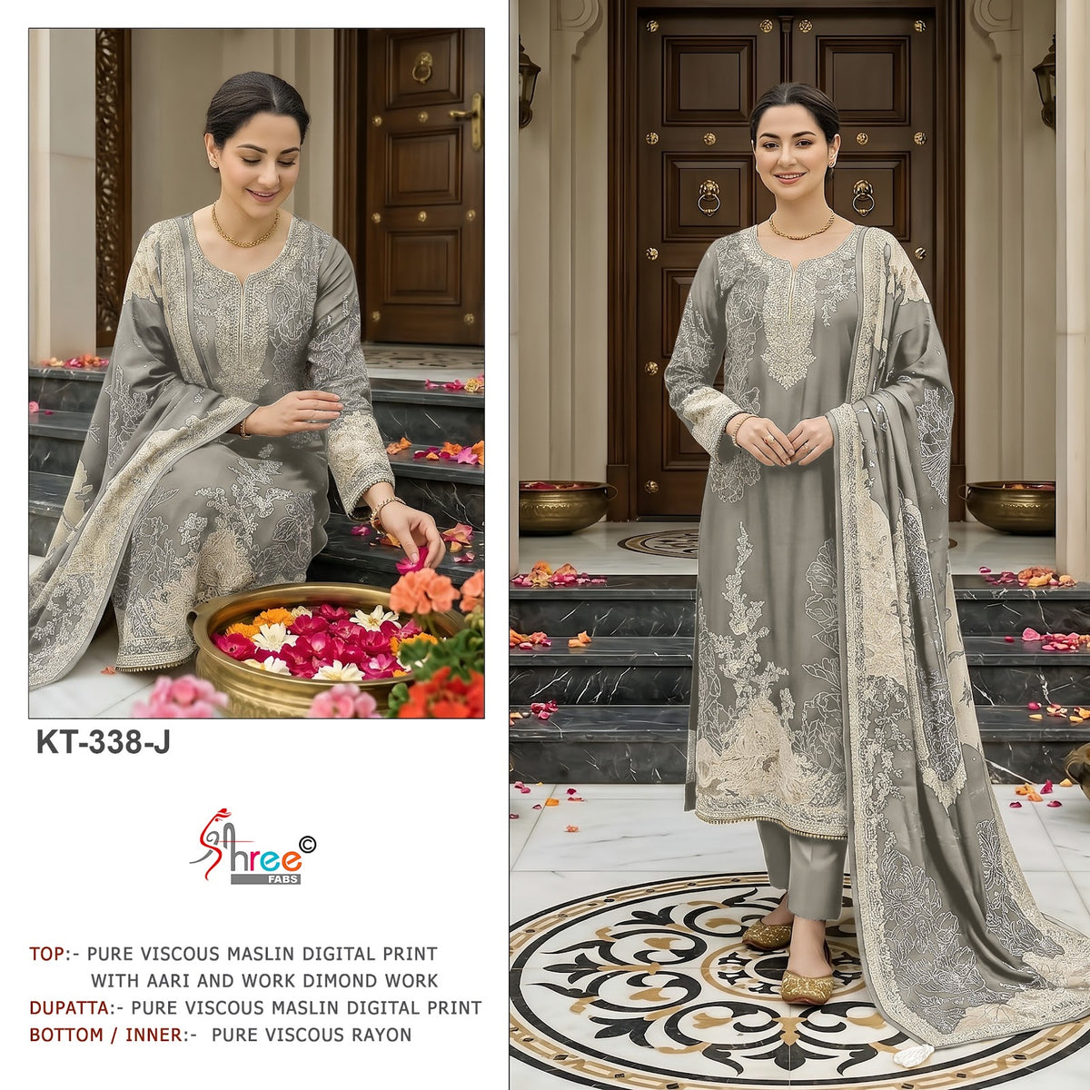 Kt 338 Jklmn Shree Fabs Viscose Muslin Pakistani Salwar Suits Supplier Gujarat
