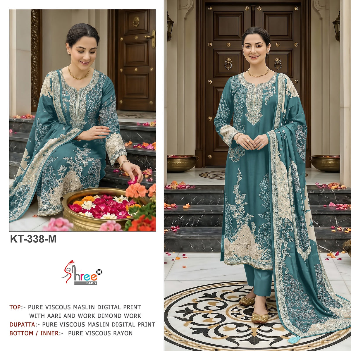 Kt 338 Jklmn Shree Fabs Viscose Muslin Pakistani Salwar Suits Supplier Gujarat