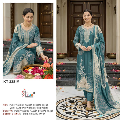Kt 338 Jklmn Shree Fabs Viscose Muslin Pakistani Salwar Suits Supplier Gujarat