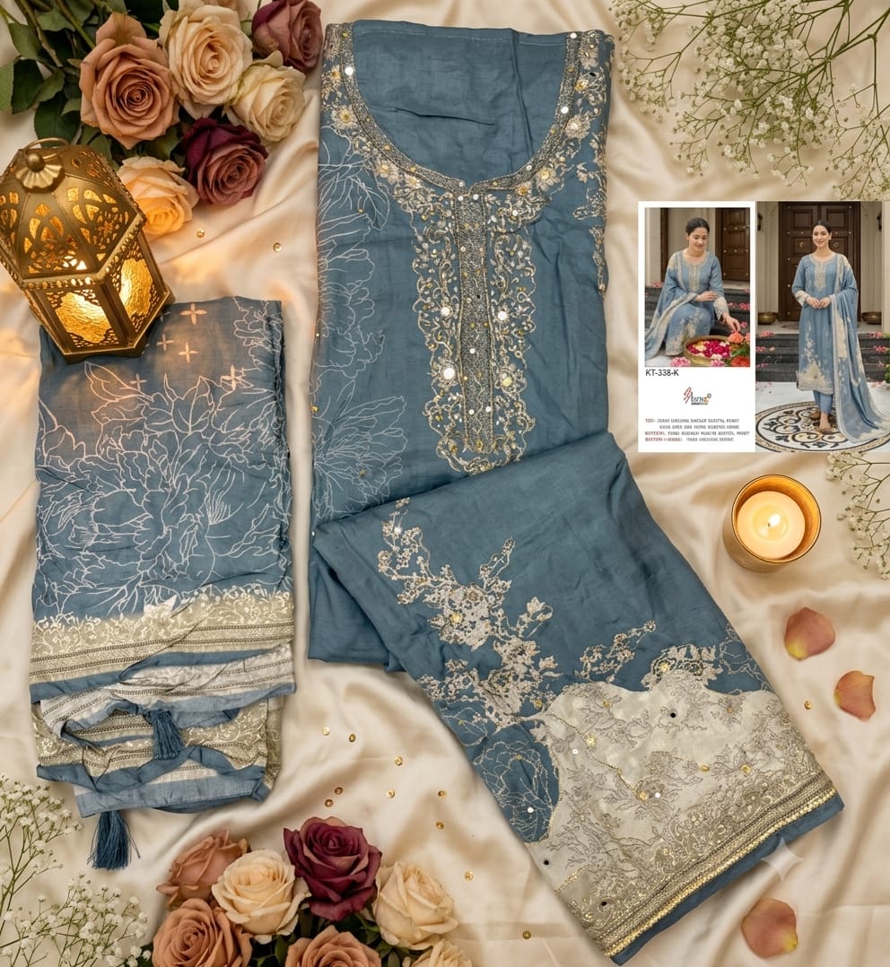 Kt 338 Jklmn Shree Fabs Viscose Muslin Pakistani Salwar Suits Supplier Gujarat