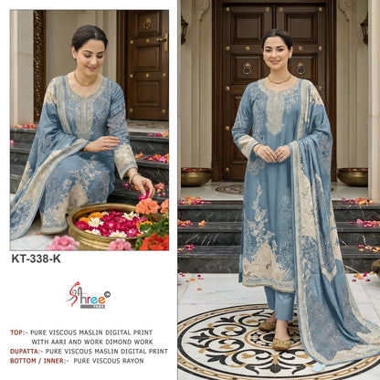 Kt 338 Jklmn Shree Fabs Viscose Muslin Pakistani Salwar Suits Supplier Gujarat