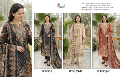 Kt 339 Shree Fabs Viscose Muslin Pakistani Salwar Suits Supplier Gujarat