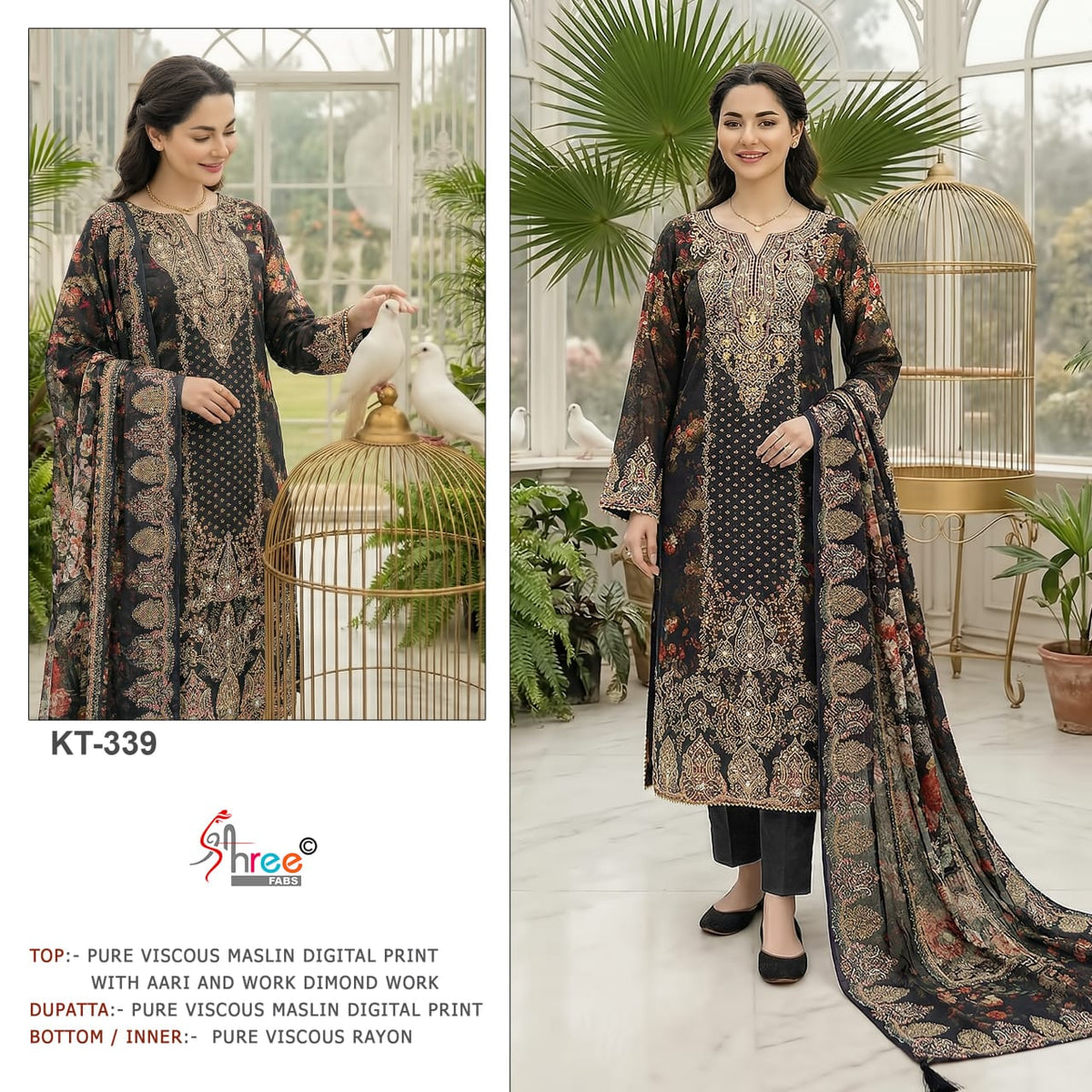 Kt 339 Shree Fabs Viscose Muslin Pakistani Salwar Suits Supplier Gujarat