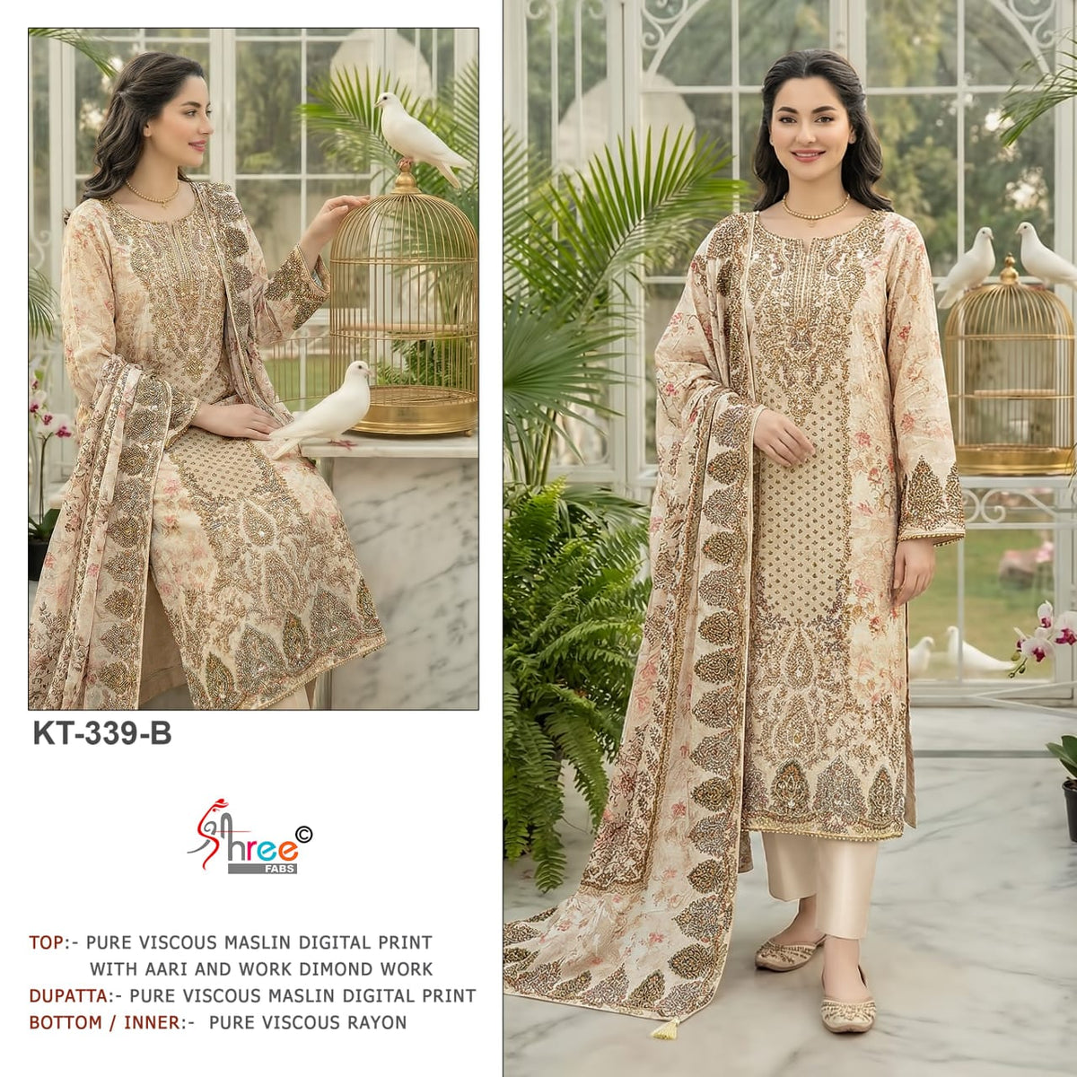 Kt 339 Shree Fabs Viscose Muslin Pakistani Salwar Suits Supplier Gujarat