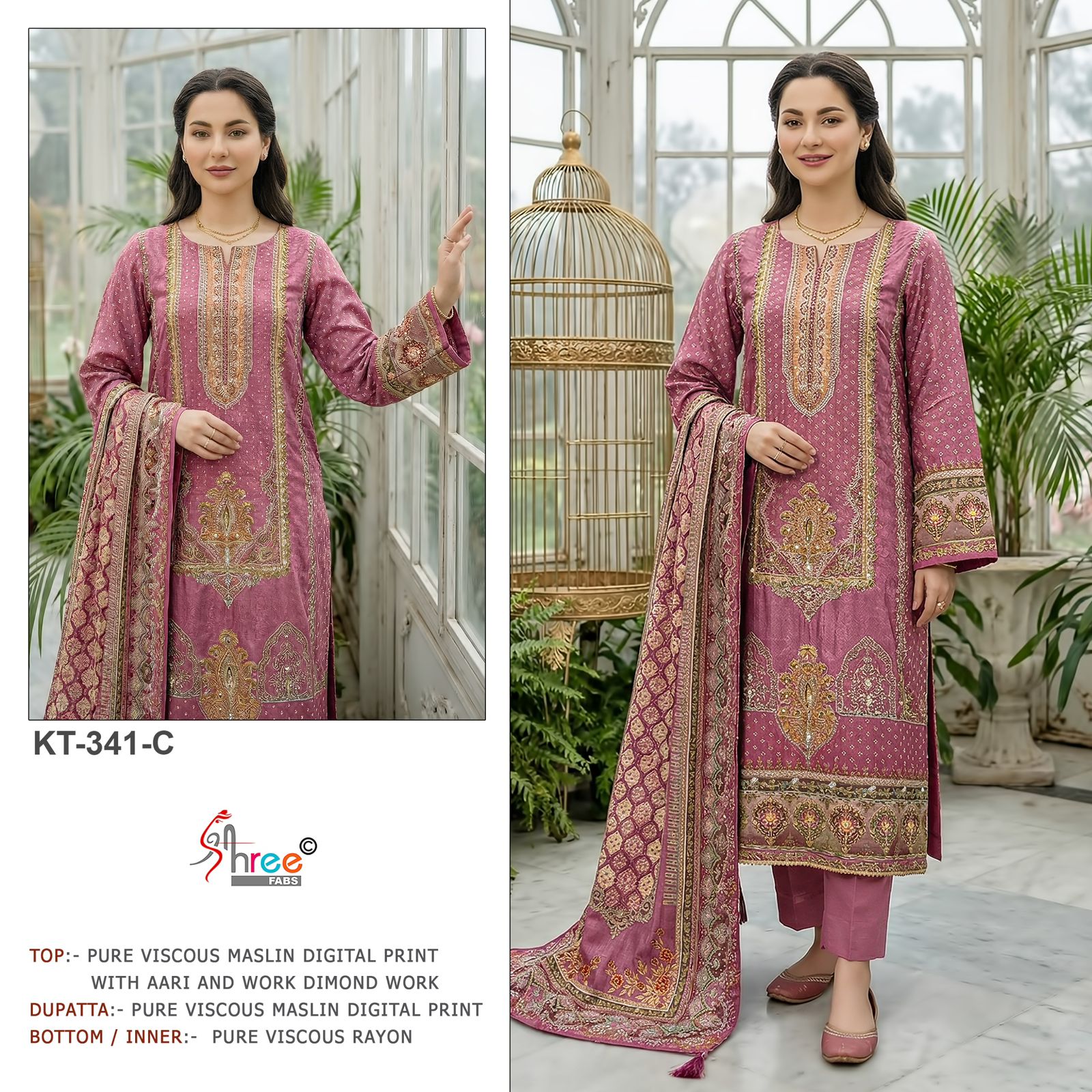 Kt 341 Shree Fabs Viscose Muslin Pakistani Salwar Suits Manufacturer