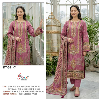 Kt 341 Shree Fabs Viscose Muslin Pakistani Salwar Suits Manufacturer