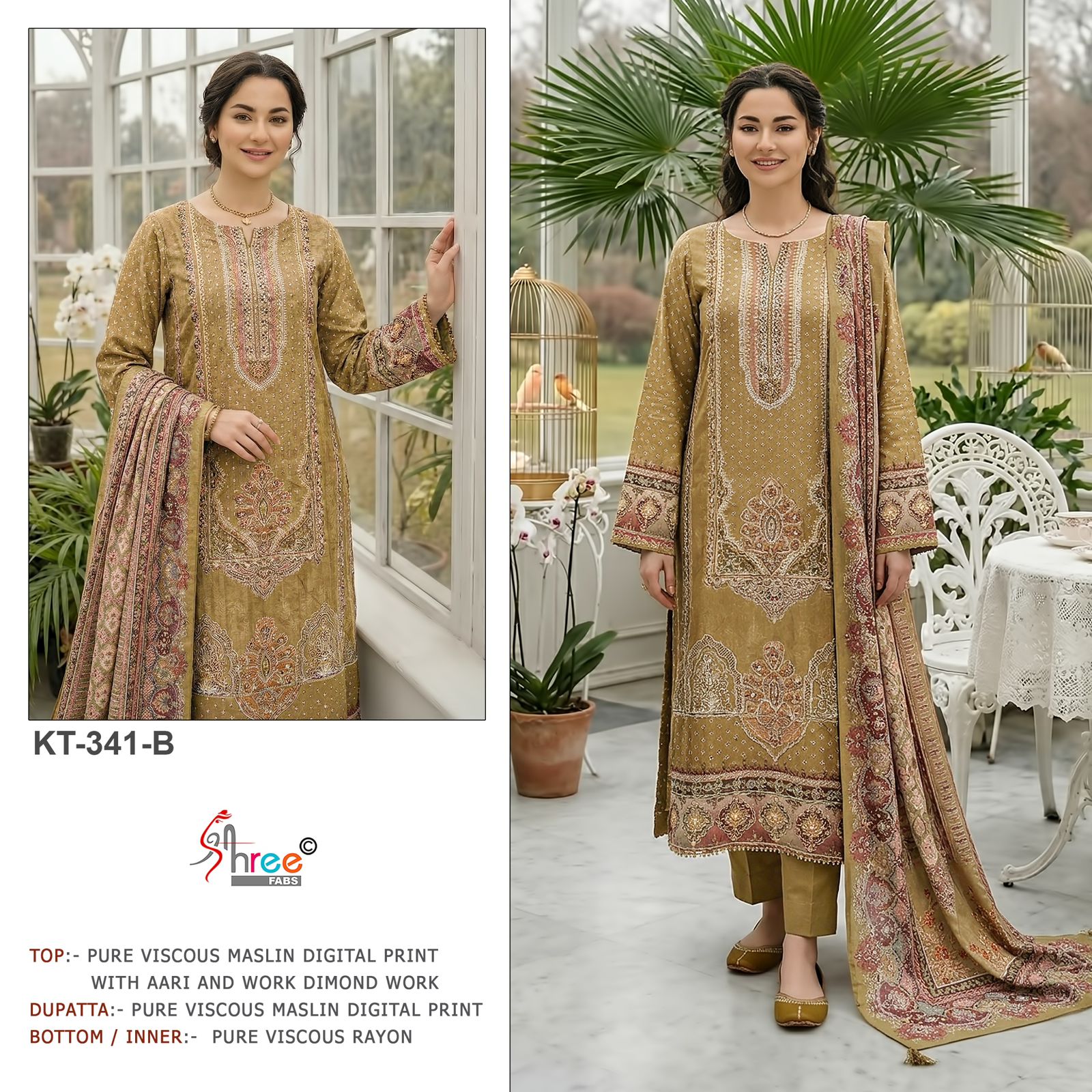 Kt 341 Shree Fabs Viscose Muslin Pakistani Salwar Suits Manufacturer
