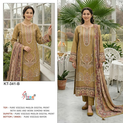 Kt 341 Shree Fabs Viscose Muslin Pakistani Salwar Suits Manufacturer
