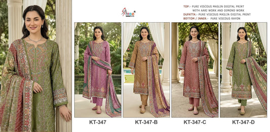 Kt 347 Shree Fabs Viscose Muslin Pakistani Salwar Suits Wholesale
