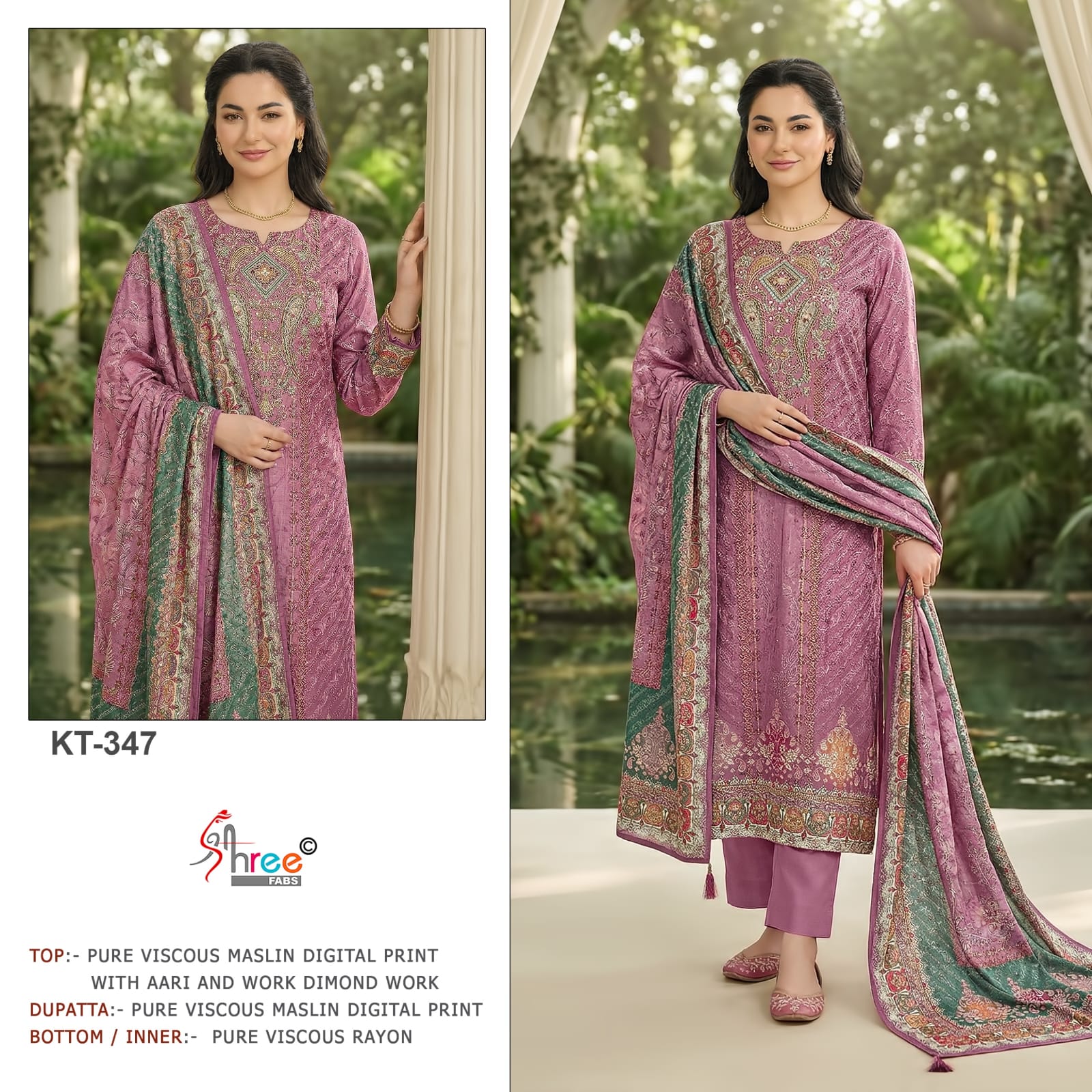 Kt 347 Shree Fabs Viscose Muslin Pakistani Salwar Suits Wholesale