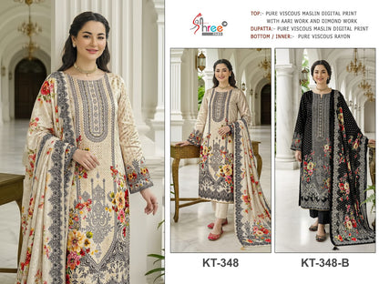 Kt 348 Shree Fabs Viscose Muslin Pakistani Salwar Suits Supplier Gujarat