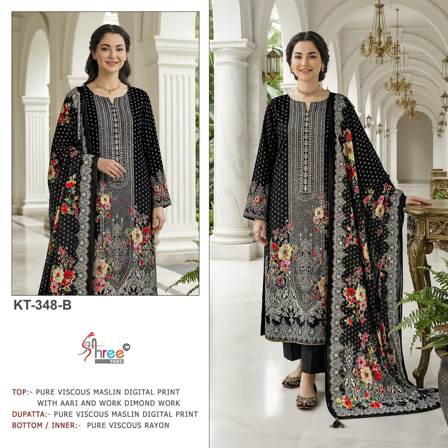 Kt 348 Shree Fabs Viscose Muslin Pakistani Salwar Suits Supplier Gujarat
