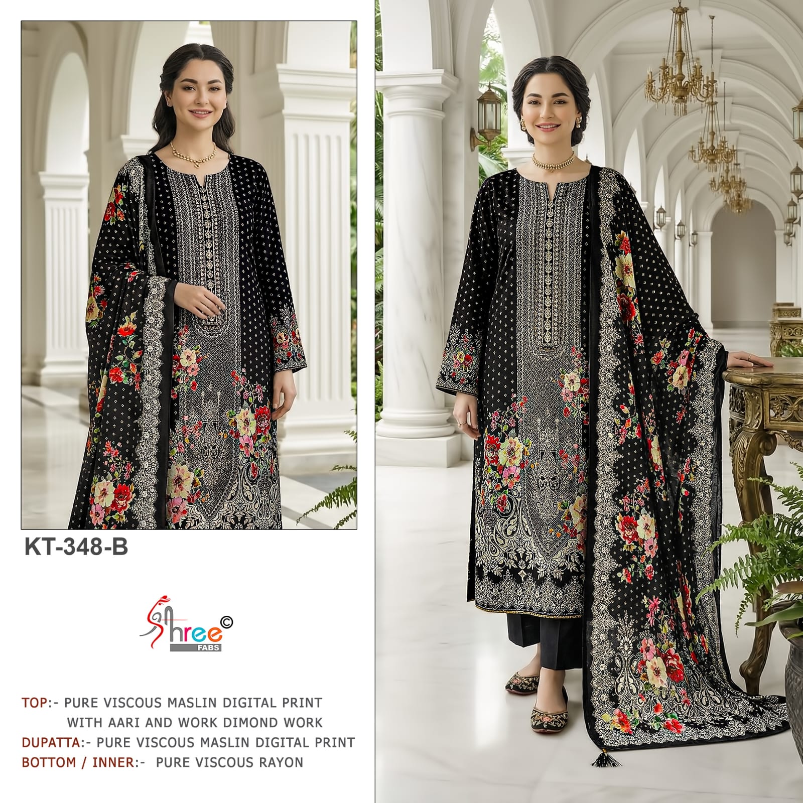 Kt 348 Shree Fabs Viscose Muslin Pakistani Salwar Suits Supplier Gujarat