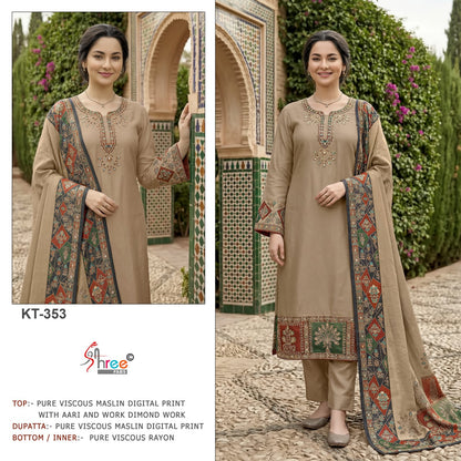Kt 353 Shree Fabs Viscose Muslin Pakistani Salwar Suits Wholesaler India