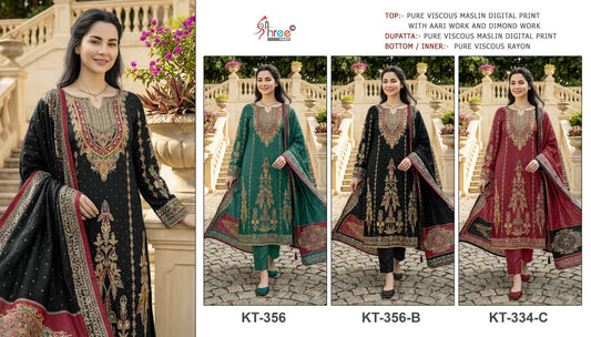 Kt 356 Shree Fabs Viscose Muslin Pakistani Salwar Suits Manufacturer