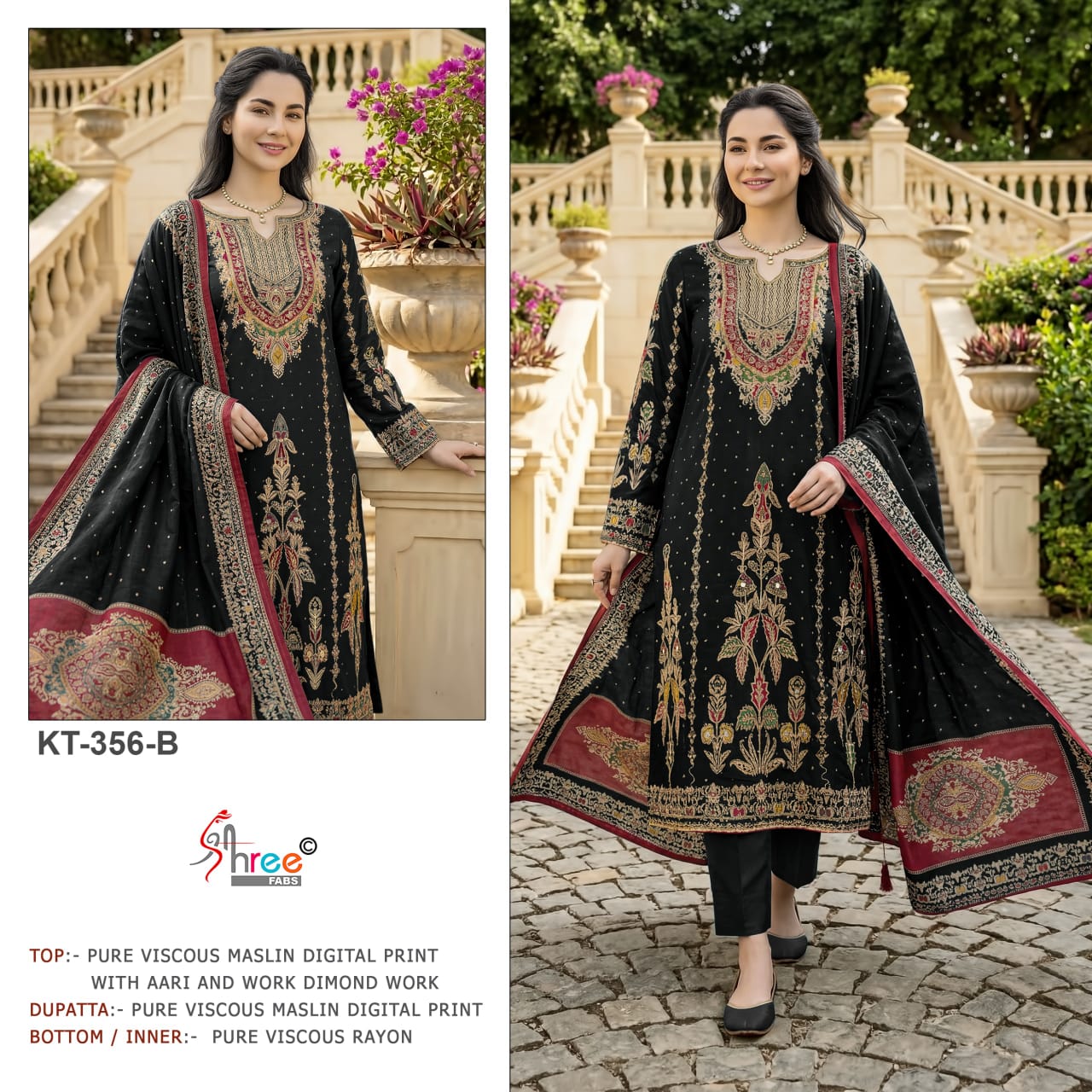 Kt 356 Shree Fabs Viscose Muslin Pakistani Salwar Suits Manufacturer
