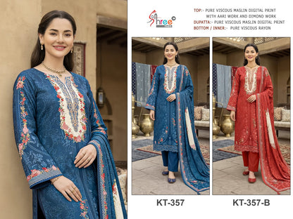 Kt 357 Shree Fabs Viscose Muslin Pakistani Salwar Suits Exporter India
