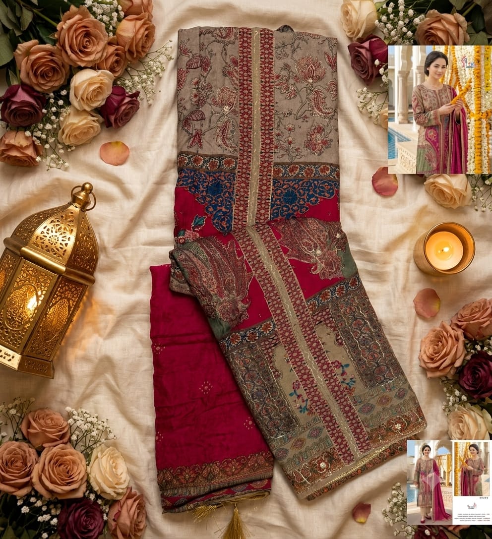 Kt 375 Shree Fabs Viscose Muslin Pakistani Salwar Suits Wholesale Price