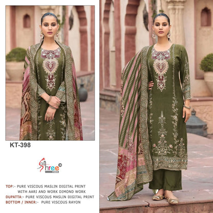 Kt 398 Shree Fabs Viscose Muslin Pakistani Salwar Suits Wholesale Rate