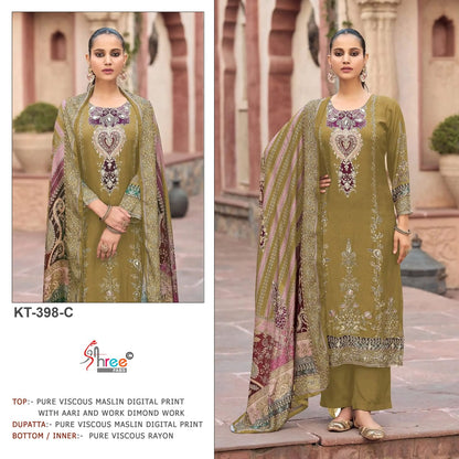 Kt 398 Shree Fabs Viscose Muslin Pakistani Salwar Suits Wholesale Rate