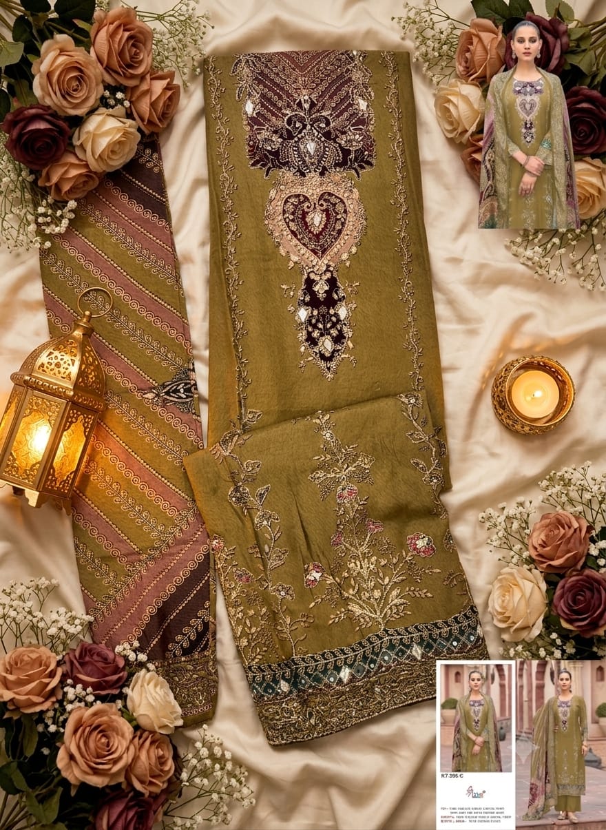 Kt 398 Shree Fabs Viscose Muslin Pakistani Salwar Suits Wholesale Rate
