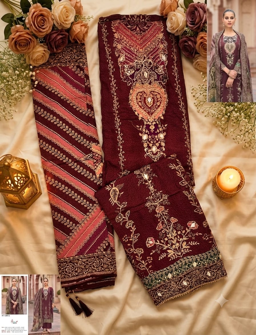 Kt 398 Shree Fabs Viscose Muslin Pakistani Salwar Suits Wholesale Rate