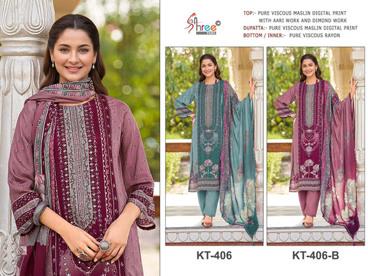 Kt 406 Ab Shree Fabs Viscose Muslin Pakistani Salwar Suits Wholesale Price