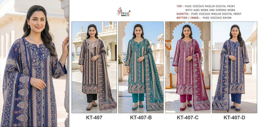 Kt 407 Shree Fabs Viscose Muslin Pakistani Salwar Suits Wholesaler Ahmedabad