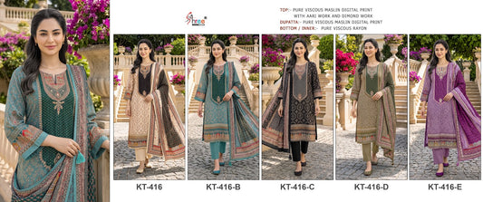 Kt 416 Shree Fabs Viscose Muslin Pakistani Salwar Suits Supplier Ahmedabad