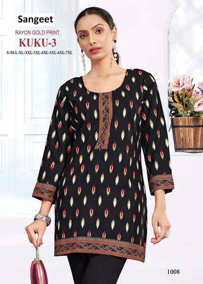 Kuku 3 Sangeet Rayon Short Kurtis Wholesale Price