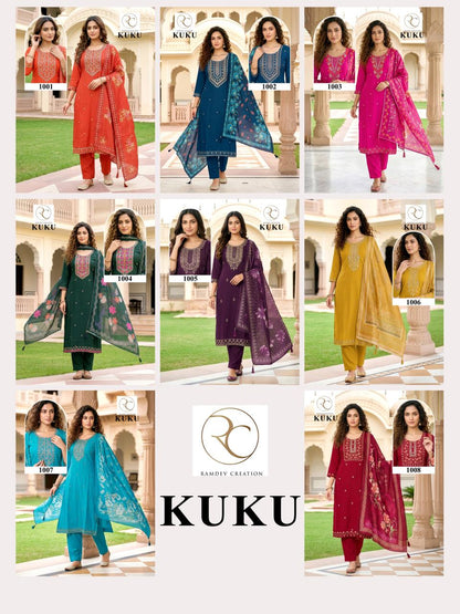 Kuku Ramdev Creation Rayon 14Kg Readymade Pant Style Suits Manufacturer India