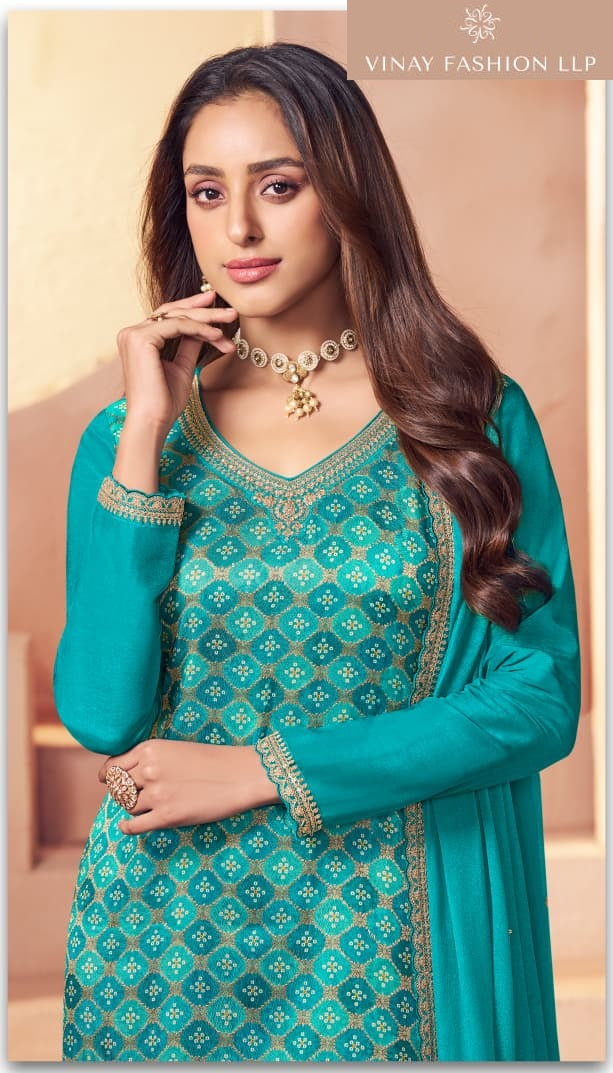 Kuleesh Aarvi Vinay Fashion Llp Moga Silk Pant Style Suits Manufacturer