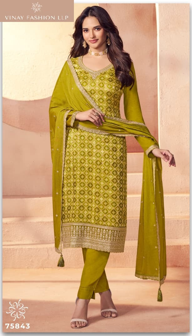 Kuleesh Aarvi Vinay Fashion Llp Moga Silk Pant Style Suits Manufacturer