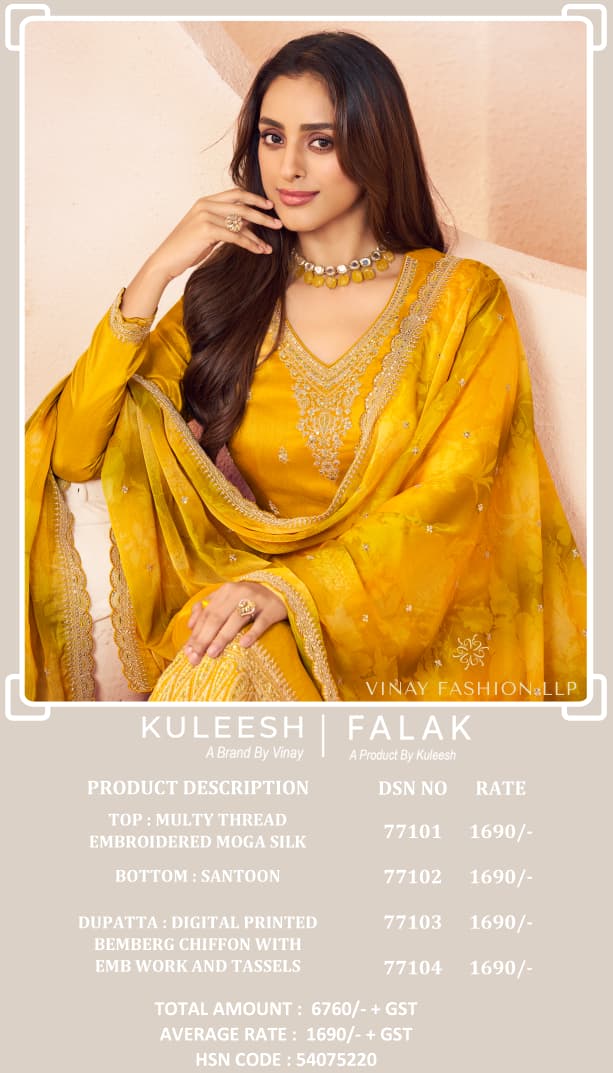 Kuleesh Falak Vinay Fashion Llp Moga Silk Pant Style Suits Wholesale